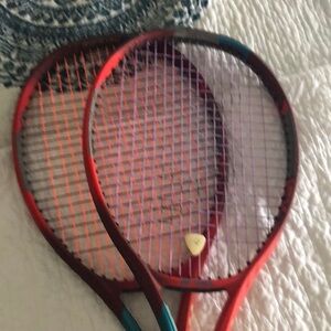 Two Well Used Yonex VCore Tennis Racquets